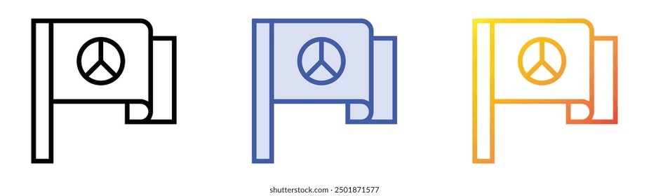 peace symbol icon. Linear, Blue Fill and Gradient Style Design Isolated On White Background