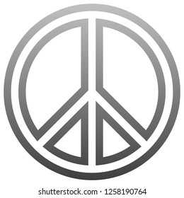 Peace symbol icon - medium gray simple outlined gradient, isolated - vector illustration