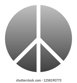 Peace symbol icon - medium gray simple gradient, segmented shapes, isolated - vector illustration