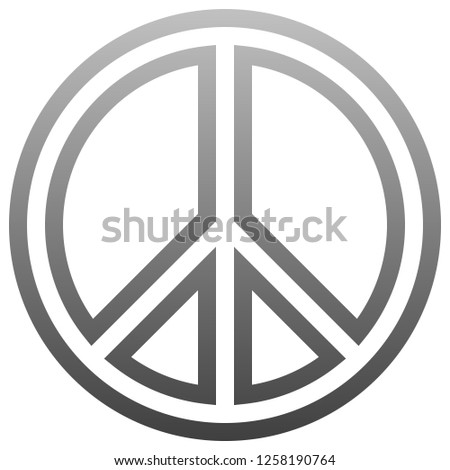 Peace symbol icon - medium gray simple outlined gradient, isolated - vector illustration