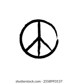 Peace symbol icon on white background. Black and white circle international peace icon for anti war. vector.
