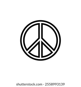 Peace symbol icon on white background. Black and white circle international peace icon for anti war. vector.
