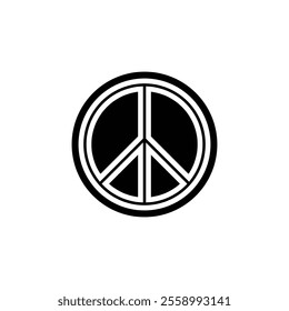 Peace symbol icon on white background. Black and white circle international peace icon for anti war. vector.
