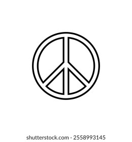 Peace symbol icon on white background. Black and white circle international peace icon for anti war. vector.
