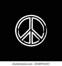 Peace symbol icon on white background. Black and white circle international peace icon for anti war. vector.
