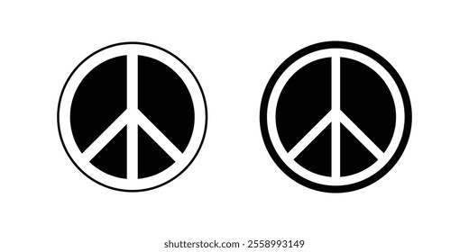 Peace symbol icon on white background. Black and white circle international peace icon for anti war. vector.
