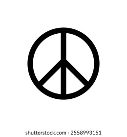 Peace symbol icon on white background. Black and white circle international peace icon for anti war. vector.
