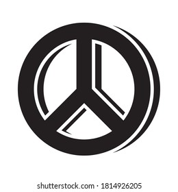 peace symbol icon over white background, silhouette style, vector illustration