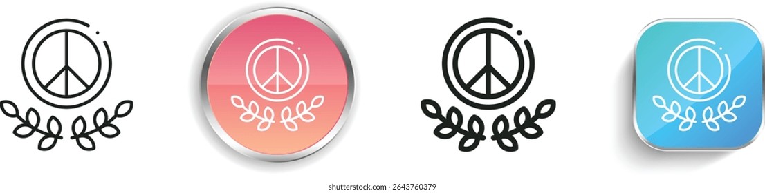 peace symbol icon. Thin Linear, Regular and Button Style Design Isolated On White Background