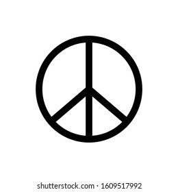 Peace symbol icon vector with black in flat style on white background