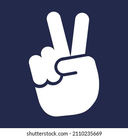 Peace symbol icon vector silhouette logo. Human hand making the V shape victory sign