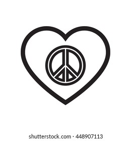 Peace symbol inside heart shape.Sign of peace for international peace day on september.
