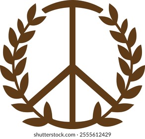 peace symbol with laurel wreath