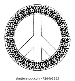 peace symbol with leaves