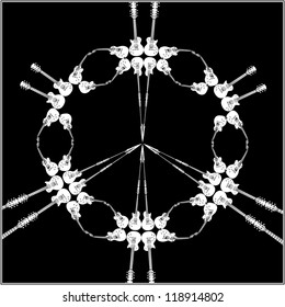 Peace Symbol Made Of Electric Guitars Vector 02