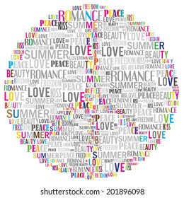 peace symbol made of words