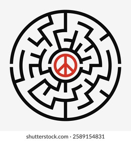 Peace Symbol Maze. Path to Harmony. Vector Logo Design