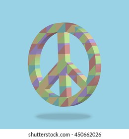 Peace symbol with mix color pattern inside.