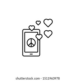 Peace symbol mobile icon. Element of peace day thin line icon