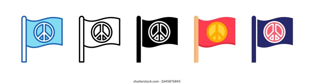 Peace Symbol Multiple Style Icon Set Collection.