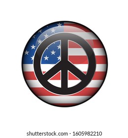 Peace symbol on american flag white background