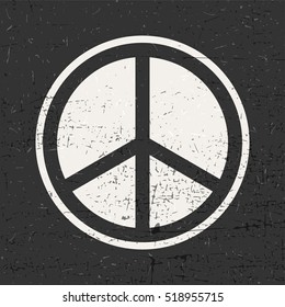 Peace symbol on on black inside of circle grunge shapes,, Icon for different use and web design, vector illustration
