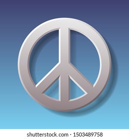 Peace symbol on blue background with shadow. Vector template for your design, website, infographic, brochure, cover