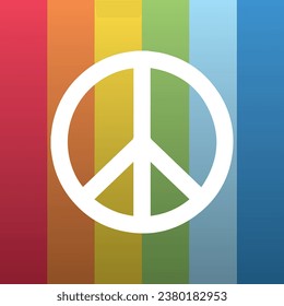 Peace symbol on rainbow background