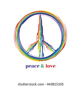 Peace symbol. Pacifist logo. Freedom concept. Antiwar international movement emblem. Social protest banner. Template for demonstration poster. Vector illustration