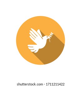 Peace symbol. Pigeon icon with olive branch as a symbol of peace. Editable vector.