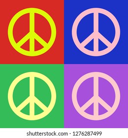Peace symbol pop art colorful design. Vector illustration.