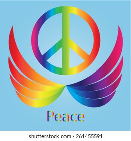 Peace symbol with rainbow gradient coloring