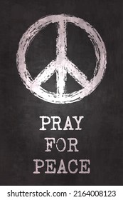 Peace symbol . Realistic hand drawn by chalk texture painting on chalkboard background . The Campaign for Nuclear Disarmament (CND) Sign . Peaceful and hippie pacifist concept . Vector illustration .