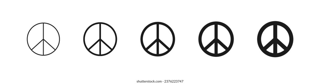 Símbolo de paz. Establecer iconos de línea aislados, vector