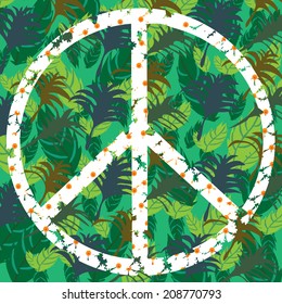 Peace symbol in shades of green, vector illustration 