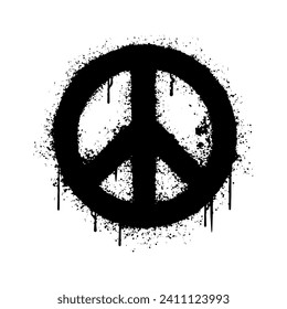 peace symbol sprayed in black color graffiti style