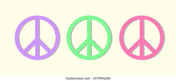 PEACE SYMBOL TRIO IN PASTEL COLORS 