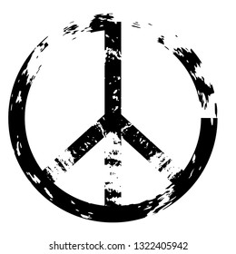 Peace Symbol Vector in grunge style.element for your Design.Sign textured for your design