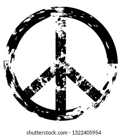 Peace Symbol Vector in grunge style.element for your Design.Sign textured for your design