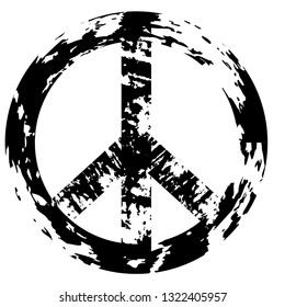 Peace Symbol Vector in grunge style.element for your Design.Sign textured for your design