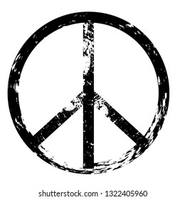 Peace Symbol Vector in grunge style.element for your Design.Sign textured for your design
