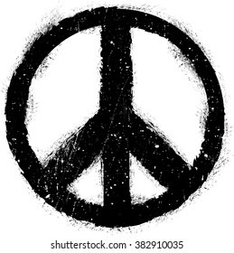 Peace Symbol Vector in grunge style.element for your Design.Sign textured for your design
