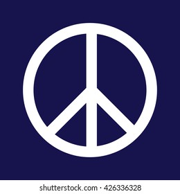 Peace symbol vector icon. Blue background