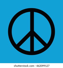 Peace symbol vector icon. Blue background