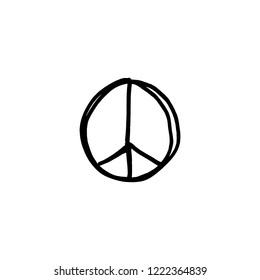 Peace symbol vector icon. Brush ink sketch art illustration.