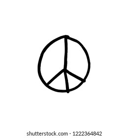 Peace symbol vector icon. Brush ink sketch art illustration.
