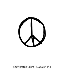 Peace symbol vector icon. Brush ink sketch art illustration.