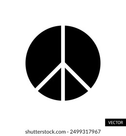 Peace symbol vector icon in glyph style design for website, app, UI, isolated on white background. EPS 10 vector illustration.