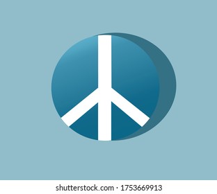 Peace symbol vector icon isolated on blue background with shadow. Vector illustration. Eps 10.