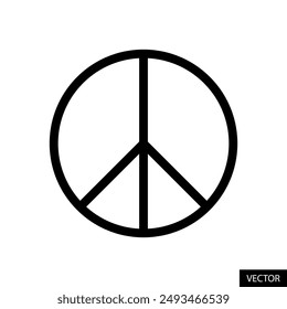 Peace symbol vector icon in line style design for website, app, UI, isolated on white background. Editable stroke. EPS 10 vector illustration.